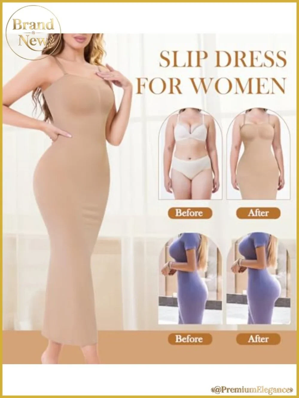 Strapless Slip Shapewear Dress for Women Full Length Seamless Tummy Control